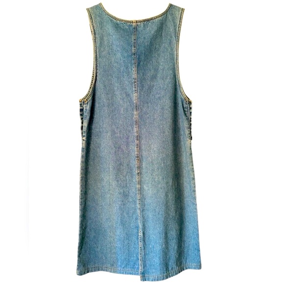 Vintage JLNY Denim Jumper Dress Prairie Flower Embroidery Women’s Size M - Picture 9 of 11